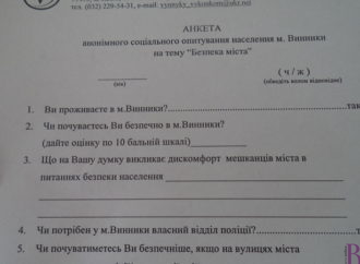 У Винниках проведуть опитування мешканців на тему «Безпека міста»